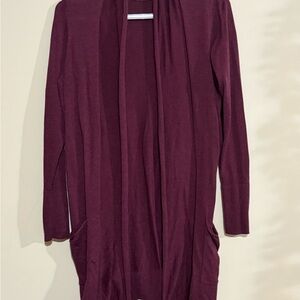 Burgundy Open Front Cardigan